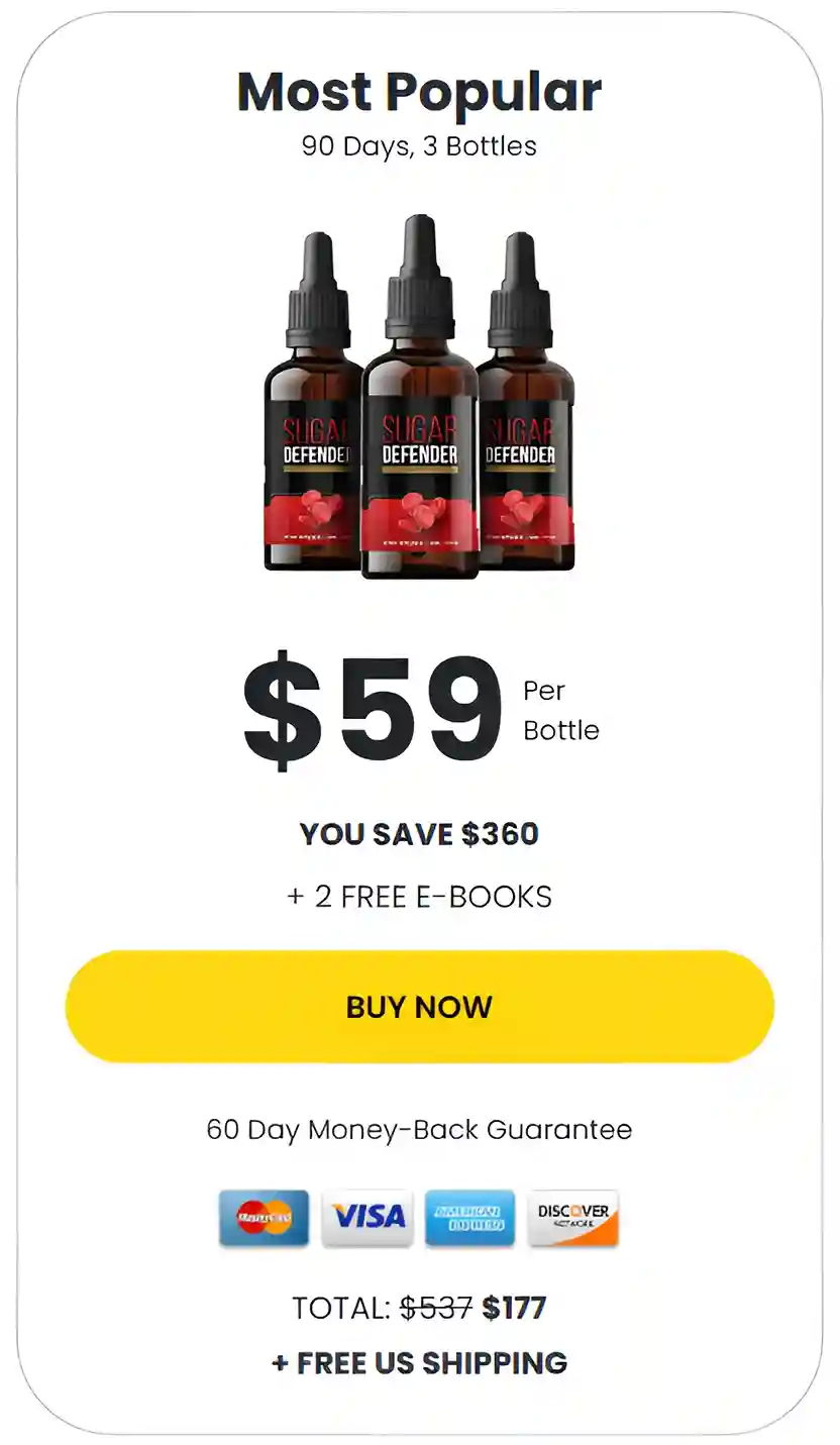Sugar Defender 3 bottle pricing