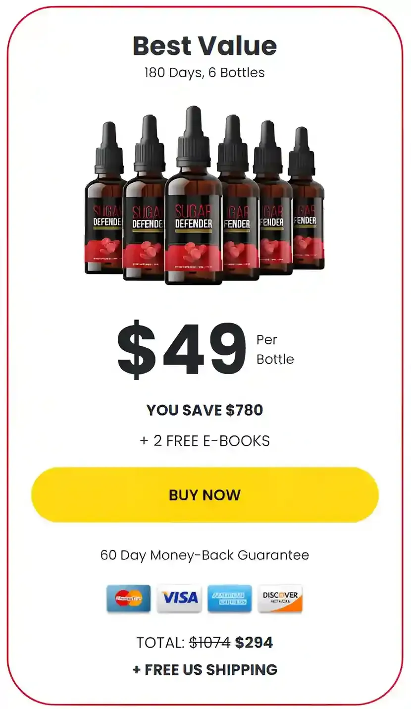 Sugar Defender 6 Bottles pricing